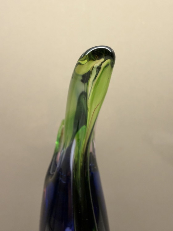 Vaso vintage di Murano sommerso - verde scultoreo, blu, viola e rosa - circa 1960 – Vasi, Glass (photo 7 of 13)