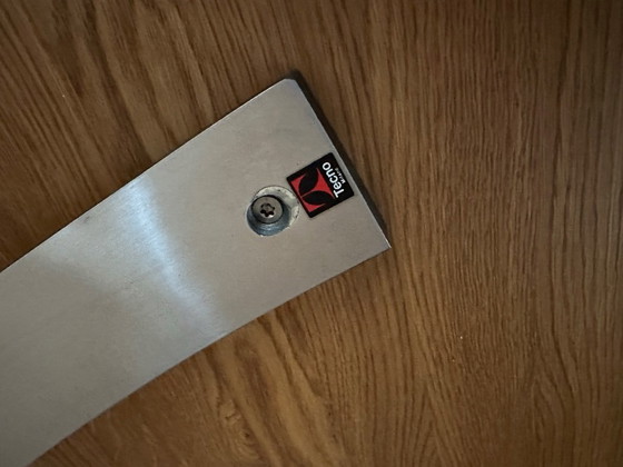 Image 1 of Ronde Tecno eet- en vergadertafel – Massief eikenhout met glazen inzetstuk