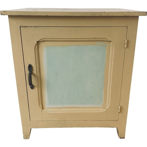 Mobiletto portaoggetti in legno color crema vintage