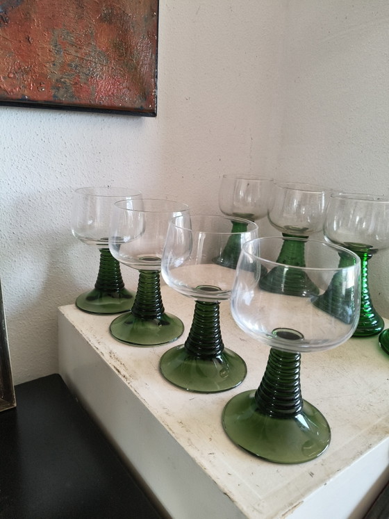 Prachtige 8-delige Set Vintage Luminarc Roemer Wijnglazen (4x 15cm, 4x 14cm) – Glazen & Karaffen, Glass (photo 7 of 9)