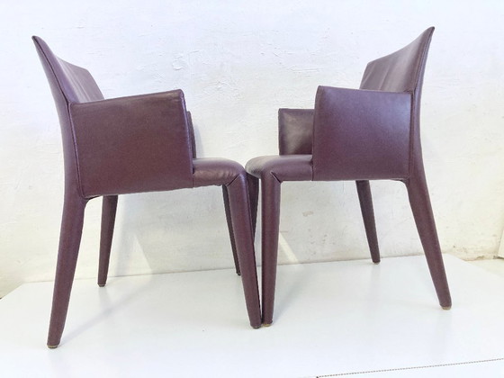 Image 1 of Set of 2 B&B Italia armchairs, full vent leather, Mario Bellini style