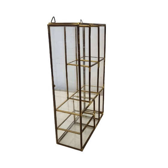 Image 1 of Hollywood Regency Wandschrank aus Glas und Messing