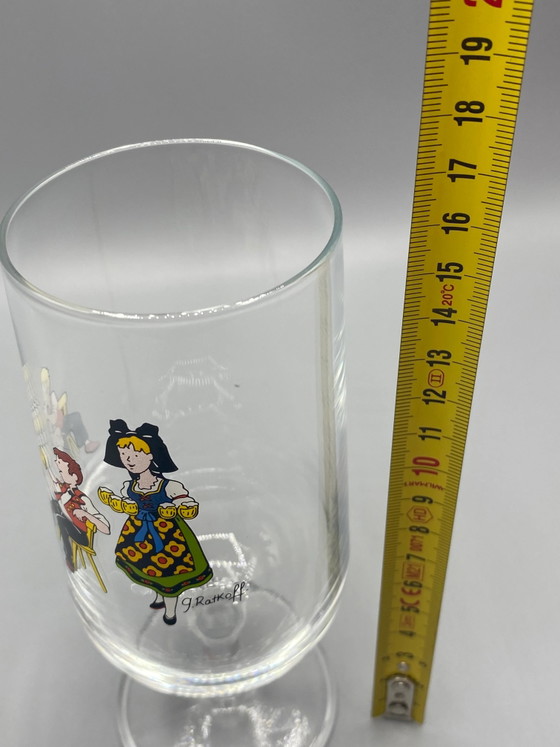 Bierglas op voet – Zeefdruk van J. Ratkoff – Brouwerijscène in de Elzas – Glazen & Karaffen (photo 5 of 5)