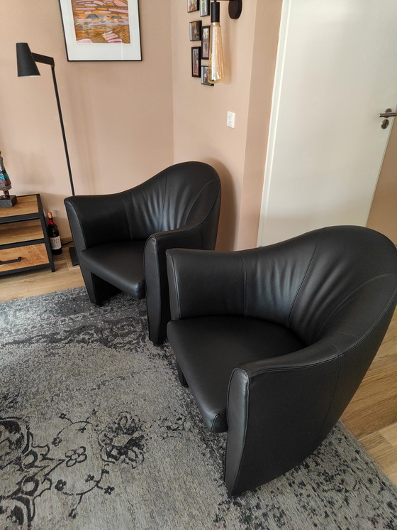 Image 1 of Leolux Sjamaan 2 stuks zwart leder