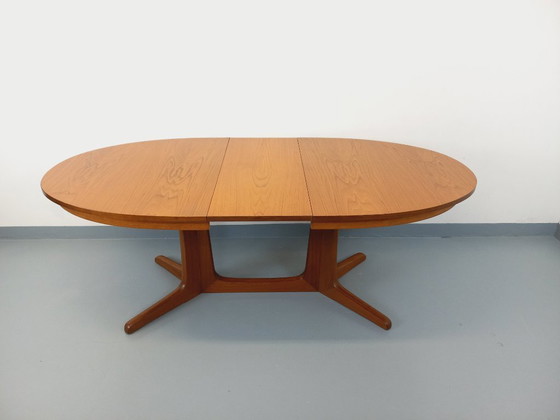 Image 1 of Vintage Baumann oval teak dining table from the 1960s/70s with extensions