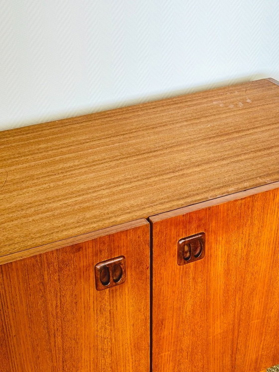 Image 1 of Scandinavian teak sideboard with 4 doors and tapered legs, 1960