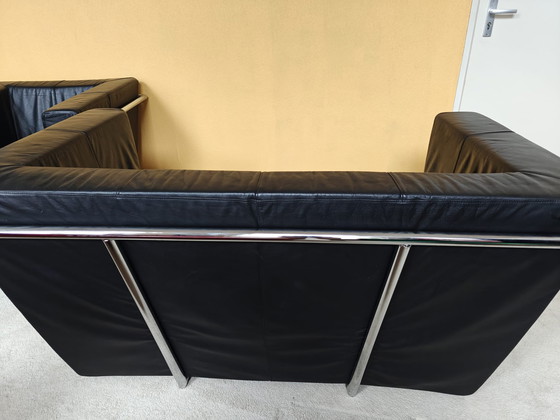 Image 1 of Harvink Sofá y sillón 2 plazas cuero negro