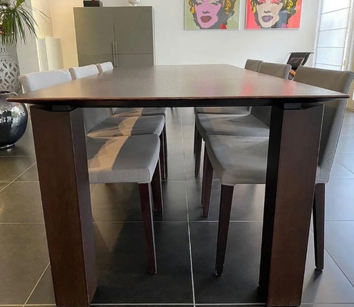 Italian design (Cappellini) dining table incl. 6 chairs