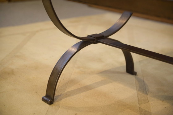 Image 1 of Couchtisch aus Schmiedeeisen und Keramik von Vallauris, 1950er Jahre