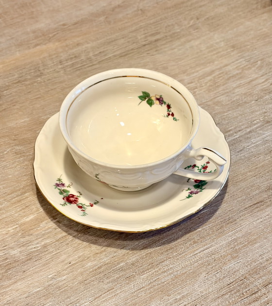 Image 1 of Servizio da caffè antico floreale – porcellana – per 8 persone