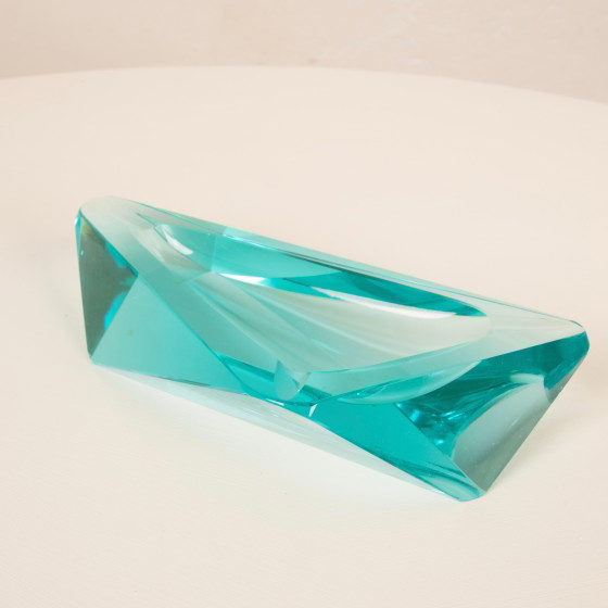 Blauwe kristallen asbak Fontana Arte Stijl, Italië 1970 – Ingrand, Tafelaccessoires, Crystal (photo 21 of 26)