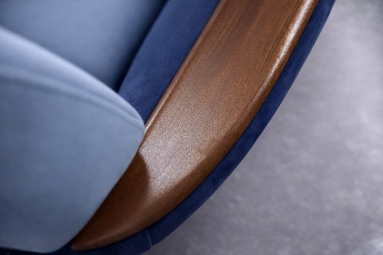 Image 1 of Vintage Mid-Century Scandinavian Modern Blue Velvet Living Room Set by Holm Fabriker AB, Set of 2, 1960s