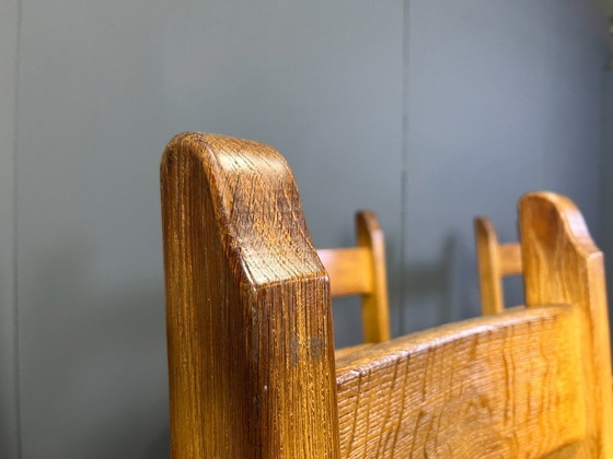 Image 1 of Esstischstühle aus massiver Eiche im Brutalismus, 1960er Jahre