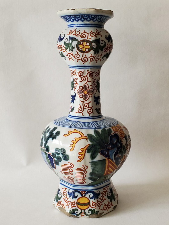 Image 1 of Polychrome Delftware bottle vase - Circa 1800 (ref 3870)