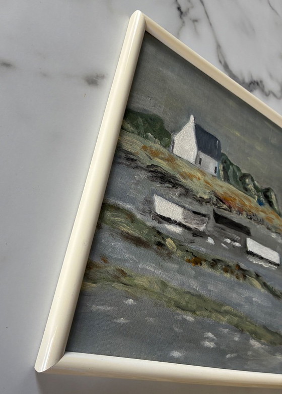 Old oil painting Breton Landscape, Paintings & Drawings, Canvas, Plastic, White, Figuratief (photo 5 of 8)