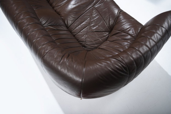Image 1 of Zeldzame bruine leren Aralia loungebank van Michel Ducaroy voor Ligne Roset Frankrijk