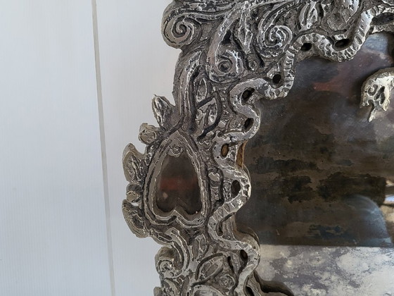 Image 1 of MAGNIFICENT VINTAGE ANTIQUE MIRROR WITH SNAKES ON A PLEXIGLAS BASE, 1970