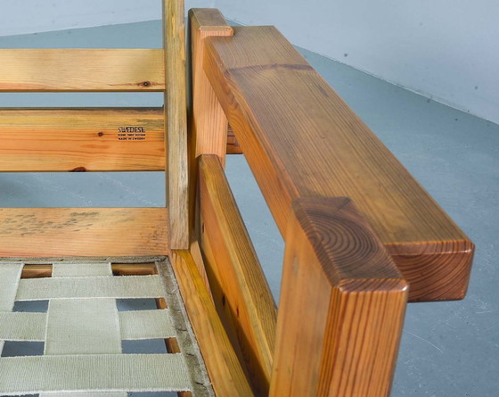 Image 1 of Yngve Ekstrom Mid-Century Scandinavian Design 2-Seat ‘Dymling’ Sofa in Pinewood and Rainbow Fabric for Swedese. Sweden, 1970s.