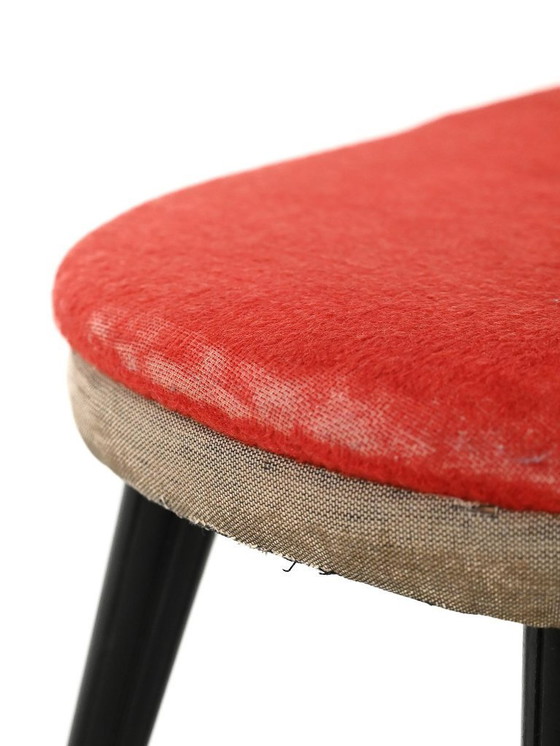Image 1 of Sgabello scandinavo con velluto rosso e ottone