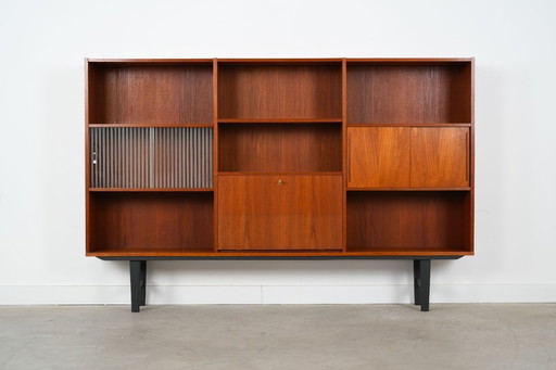 Bibliothèque en teck, design danois, années 1970, production : Danemark