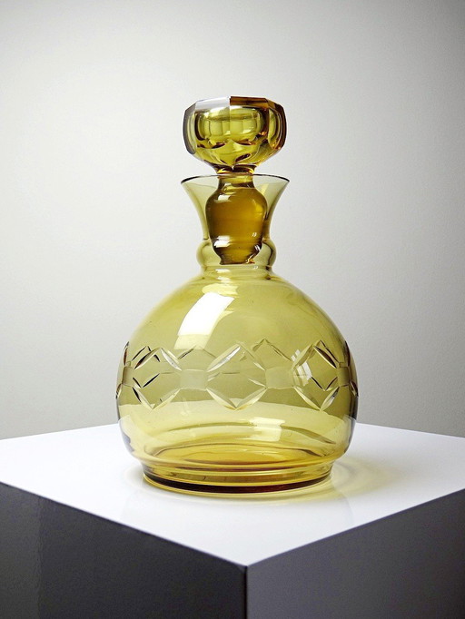 Czech vintage/antique amber blown glass decanter