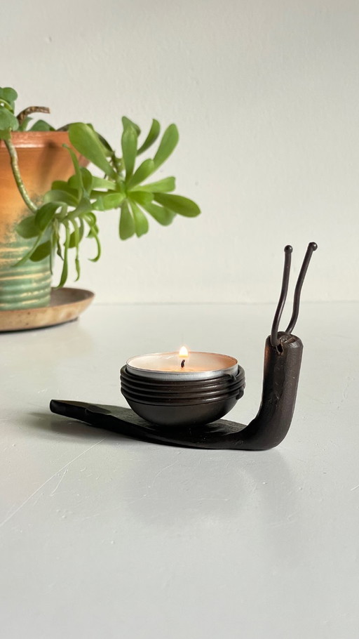 Vintage Brutalist Snail Candlestick