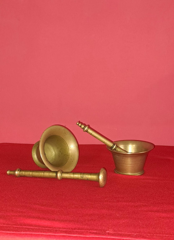 2 antichi mortai in bronzo, Oggetti decorativi, Dorato (foto 7 di 10)