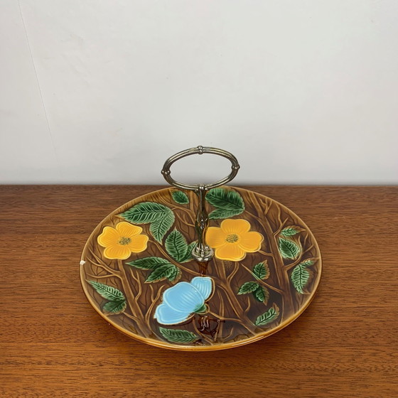 Image 1 of Barbotine Server / Tablett, Sarreguemines, 1950