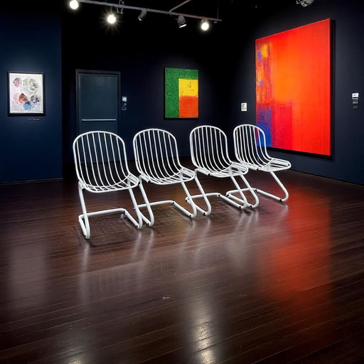 4x In the style of Gastone Rinaldi (in style of) cantilever chairs ca.1980s