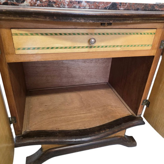 Stel Franse Art Deco Nachtkastjes Met Marmer Blad, Jaren 30 – Wood (photo 10 of 12)