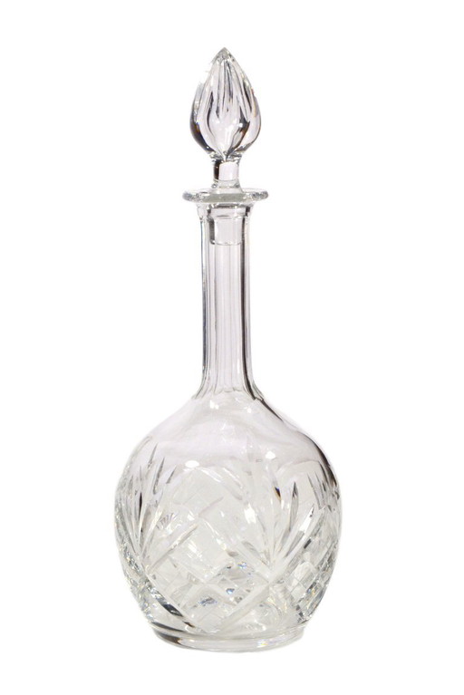 Kristallkaraffe aus Saint-Louis-Schliff, Dekor Chantilly, hergestellt in Frankreich, 13 x 31 cm – glazen karaffen, Crystal