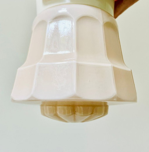 Light pink Art Deco vintage ceiling lamp by Thabur