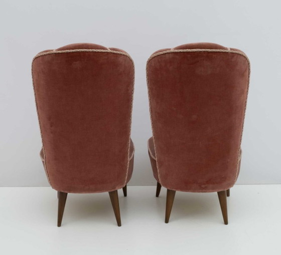 Image 1 of Fauteuil inclinable en velours italien Nello Pini Mid-Century Modern de Novarredo, 50