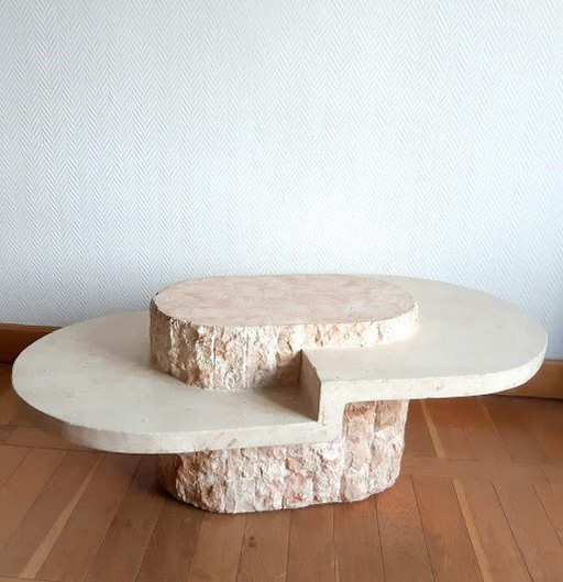 1980 Brutalist Mactan Stone Coffee Table