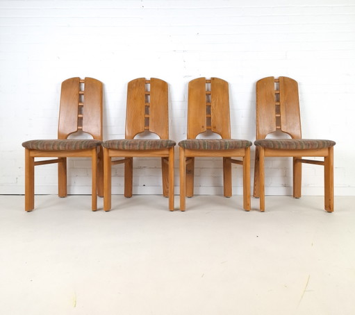 4x vintage Lübke chairs, Brutalist, 1970s, mid-century