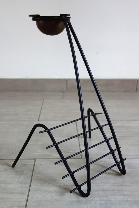 Image 1 of Rare cendrier porte revues en métal et cuivre années 50 France