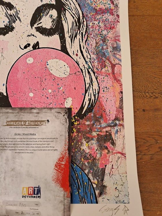 Image 1 of GONGAS - Innocence files - Lithographie d'artiste encadrée