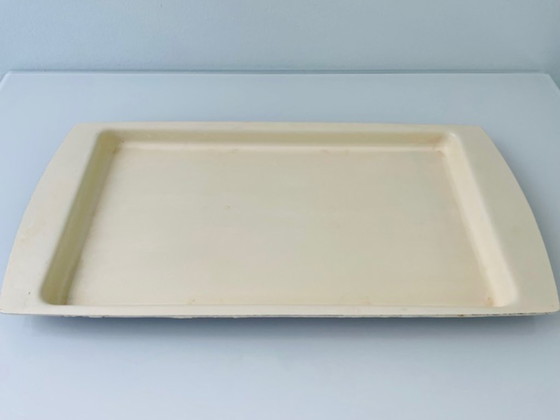 Image 1 of Vintage serving bowl with bright green glass trays - 1960s retro design