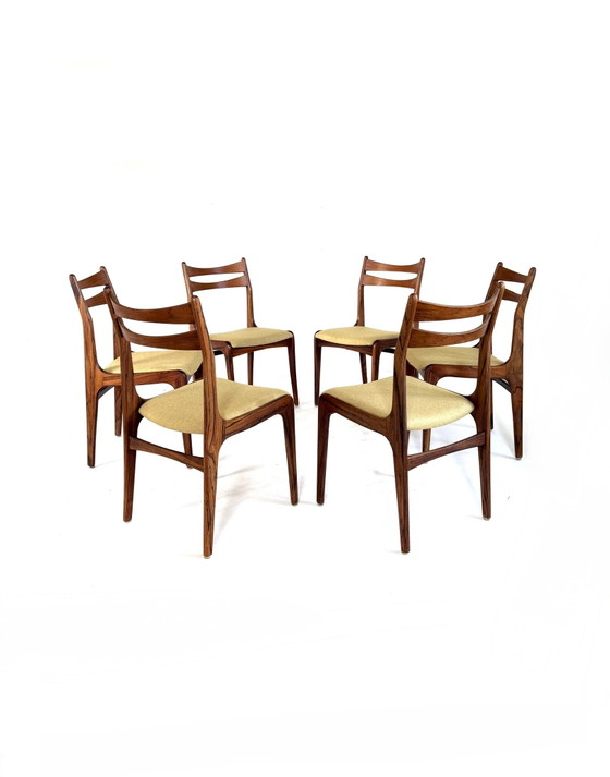 Set di 6 sedie da pranzo danesi restaurate anni ‘60 – Legno, Lana (photo 2 of 15)