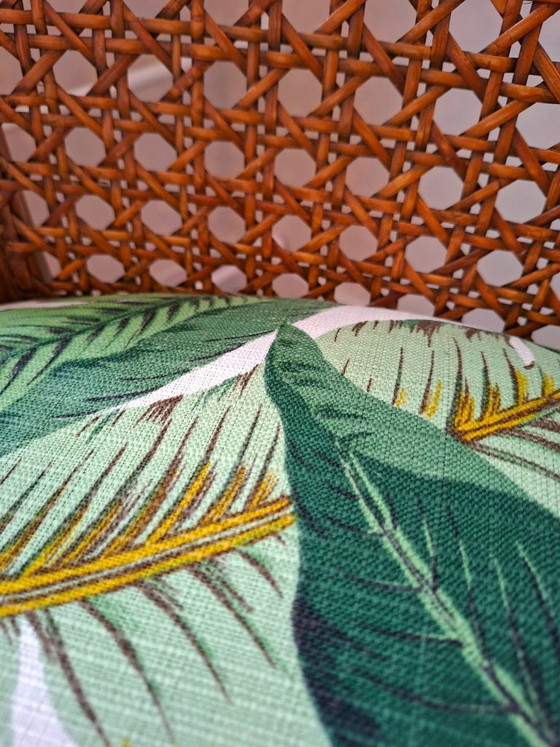 Vintage mid-century Giorgetti rattan chair botanical print – Armchairs, Bamboo (photo 2 of 5)