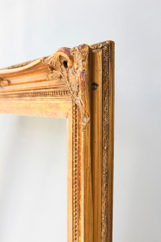 Image 1 of Marco barroco antiguo de madera con pan de oro, hecho a mano, estilo Luis XVI. Marco barroco para cuadro, espejo, etc.