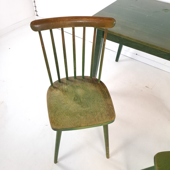 Image 1 of Vintage Tafel Met 3 Spijlenstoelen