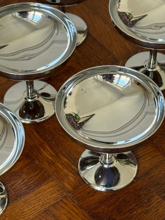 Image 1 of Set of 6 stainless steel stemmed bowls