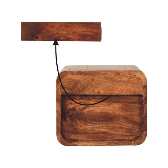 Mini comodino da parete in legno massello di mango con finitura caramello miele. – Artisan, Comodini, Wood (photo 10 of 10)