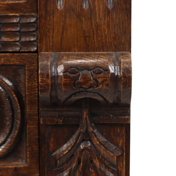 Vintage Oak Sculpted Chest of drawers Mythical Figures – Wood (photo 19 of 25)