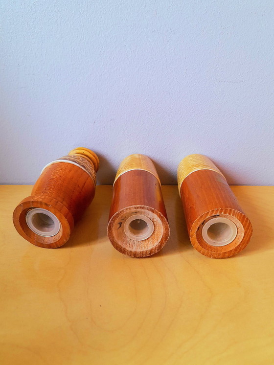 Image 1 of Set à condiments, céramique et bois 1970