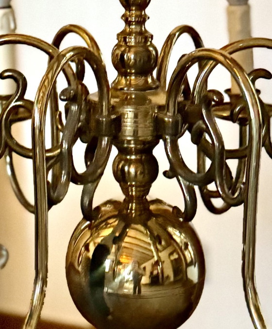 Image 1 of kroonluchter, massief messing , klassiek/landelijke stijl 