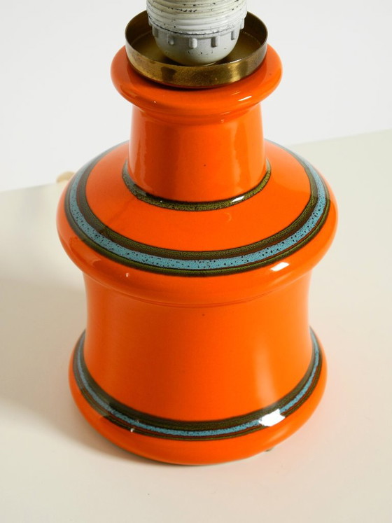 Beautiful 1960s Orange Ceramic Table Lamp With Cocoon Shade | Made in Italy (photo 12 of 20)