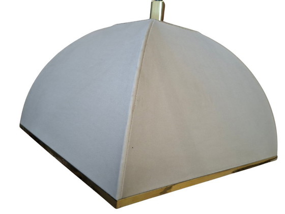 Image 1 of Vintage kroonluchter uit de jaren 70 van messing en stof.