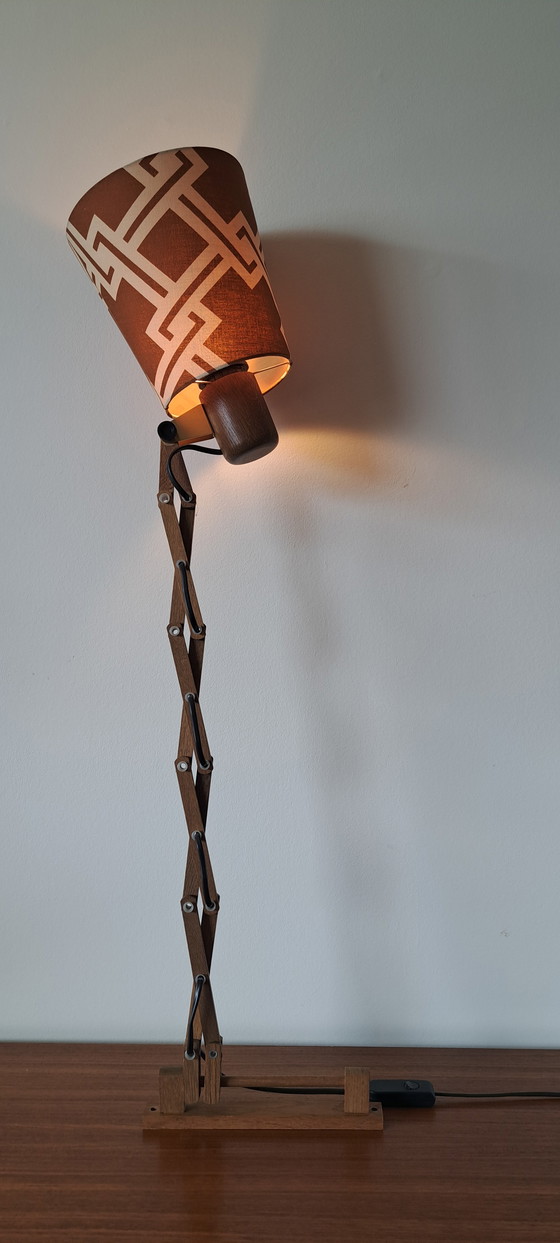 Image 1 of Temde 1970s Scissor Lamp – Vintage Mid Century Wooden Wall/Table Lamp